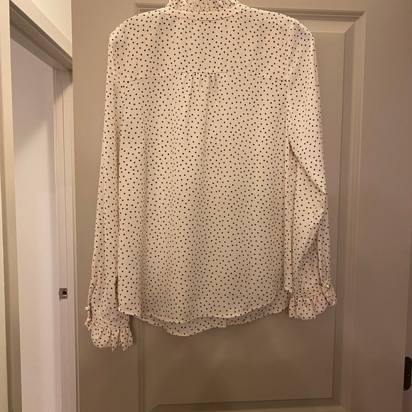 Polka Dot Ruffle Button Blouse - Picture 2 of 4